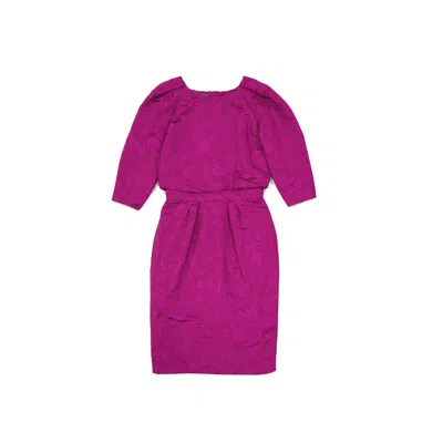 Alberta Ferretti Intricately Embroidered Knee Length Dress In Pink