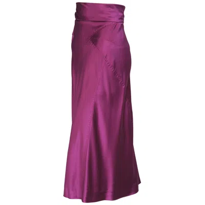 Pre-owned Alberta Ferretti Intricately Seamed Sexy High Waisted Purple Silk Skirt