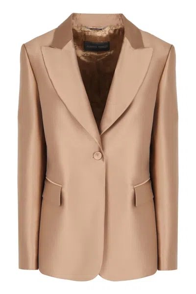 Alberta Ferretti Mikado Jacket In Brown