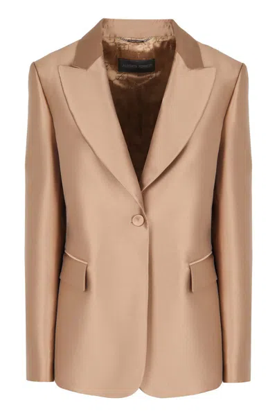 Alberta Ferretti Mikado Jacket In Brown