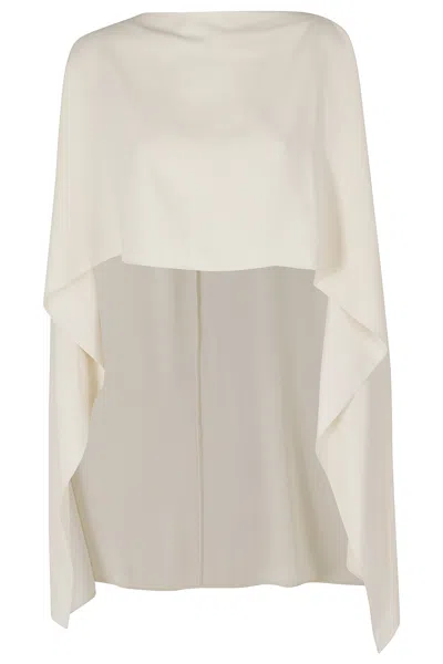 Alberta Ferretti Ivory Asymmetrical Hem Viscose Cape In White
