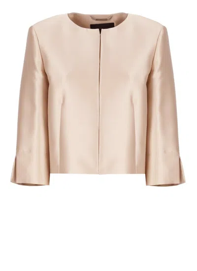 Alberta Ferretti Ivory Silk Blend Blazer