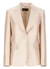 Alberta Ferretti Peak Lapel Collar Jacket With Satin Finish In Neutrals