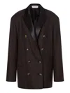 Alberta Ferretti Double-breasted Wool Blazer In Brown