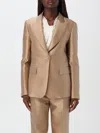 Alberta Ferretti Single-breasted Satin Blazer In Beige