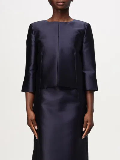 Alberta Ferretti Structured Blue Jacket With Glossy Finish