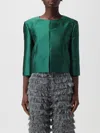 Alberta Ferretti Structured Cropped Jacket With 3/4 Sleeves In Green
