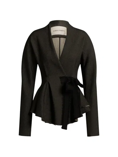Alberta Ferretti Peplum Wrap Jacket In Gray