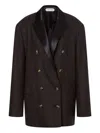 Alberta Ferretti Anthracite Grey Double-breasted Blazer With Peak Lapels In Black