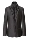 Alberta Ferretti Alberta Ferreti Brown Wool Silk Blazer In Black