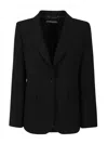 Alberta Ferretti Tailored Black Blazer With Single Button Closure In Black