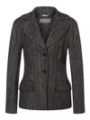 Alberta Ferretti Pinstriped Single-breasted Blazer In Black