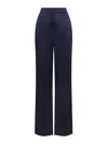Alberta Ferretti Satin Finish Silk-blend Trousers In Blue