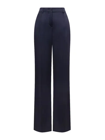 Alberta Ferretti Satin Finish Silk-blend Trousers In Blue