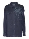Alberta Ferretti Blue Denim Jacket With Embroidery In Blue