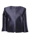 Alberta Ferretti Satin Finish Open Front Jackets In Blue
