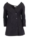 Alberta Ferretti Shoulder Exposed Tailored Double-breasted Jacket In Blue