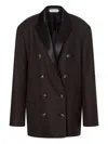 Alberta Ferretti Double-breasted Wool Blazer In Brown