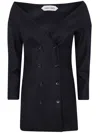 Alberta Ferretti Shoulder Exposed Tailored Double-breasted Jacket In Black