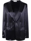 Alberta Ferretti Satin Finish Notched Lapels Long Sleeves In Black