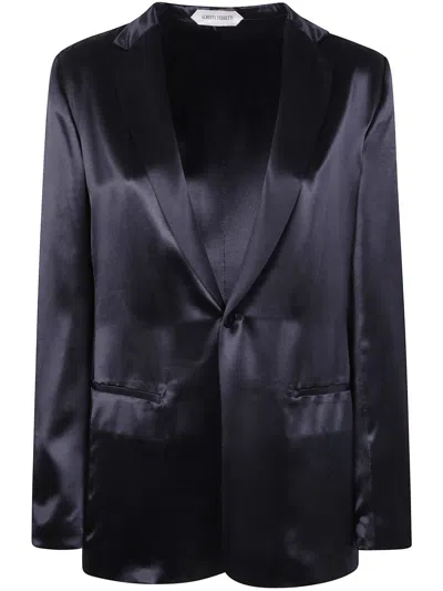 Alberta Ferretti Satin Finish Notched Lapels Long Sleeves In Blue