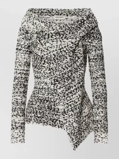 Alberta Ferretti Jacket Crossover Neckline Asymmetric Draped Collar In Black