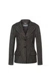 Alberta Ferretti Pinstriped Single-breasted Blazer In Fantasia Nero