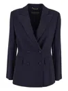 Alberta Ferretti Blazer Structured Shoulder Flap Pockets In Blue