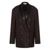 Alberta Ferretti Double-breasted Wool Blazer In Brown