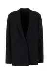 Alberta Ferretti Stretch Crepe Blazer Notched Lapels In Black