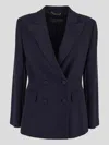 Alberta Ferretti Blazer Structured Shoulder Flap Pockets In Blue