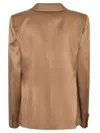 Alberta Ferretti Single-breasted Satin Blazer In Brown
