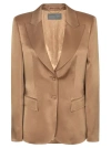 Alberta Ferretti Single-breasted Satin Blazer In Brown