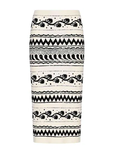 Alberta Ferretti Jacquard Viscose Knit Skirt In Neutral