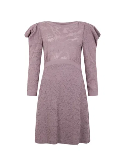 Alberta Ferretti Jacquard-knit Puffed-sleeve Mini Dress In Pink