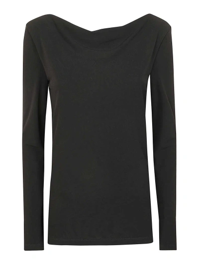 Alberta Ferretti Jersey And Tulle Blouse In Black