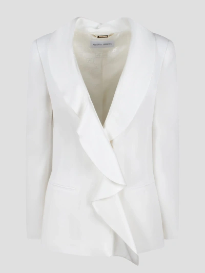 Alberta Ferretti Shawl-lapels Double-breasted Blazer In White