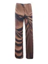 Alberta Ferretti Jersey Pants With Draping In Brown