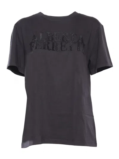 Alberta Ferretti Jersey Short Sleeve T-shirt In Black