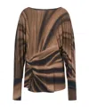 Alberta Ferretti Bishop-sleeves Abstract-print Top In Brown