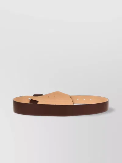 Alberta Ferretti Jewel Buckle Leather Belt In Brown