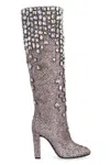 Alberta Ferretti Knee-high Boots With Studs And Crystals In Multi