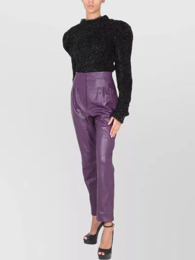 Alberta Ferretti Knit Top Textured Shoulder Pads In Black
