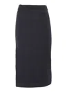 Alberta Ferretti Knitted Virgin Wool Midi Skirt In Gray