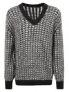 Alberta Ferretti Drop-shoulder Patterned-intarsia Jumper In Nero/bianco