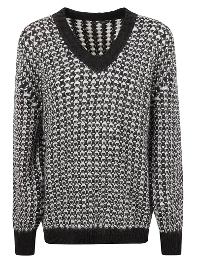 Alberta Ferretti Alberta Ferreti Black Oversized Viscose Sweater In Gray