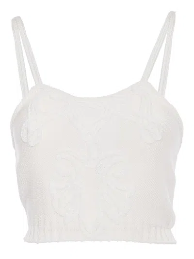 Alberta Ferretti Knitted Top In Bianco