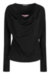 Alberta Ferretti Knitted Wool-blend Top In Black