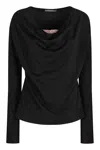 Alberta Ferretti Knitted Wool-blend Top In Black