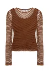 Alberta Ferretti Mesh Top With Long Sleeves And Round Neck In 0107